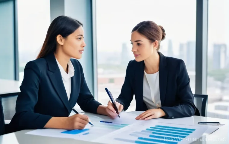 경영지도사 실기시험 준비 노하우 - **Prompt 1: Collaborative Consulting Session**
"A diverse team of three management consultants (...