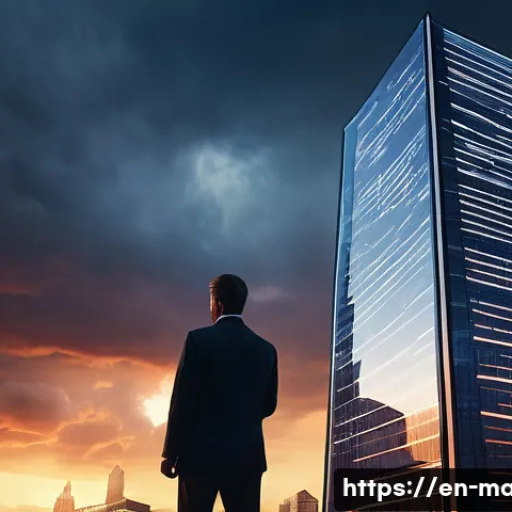 경영지도사와 내부 통제 시스템 개발 - **Prompt:** "A majestic, modern skyscraper stands tall and unyielding against a dynamic, stormy sky,...