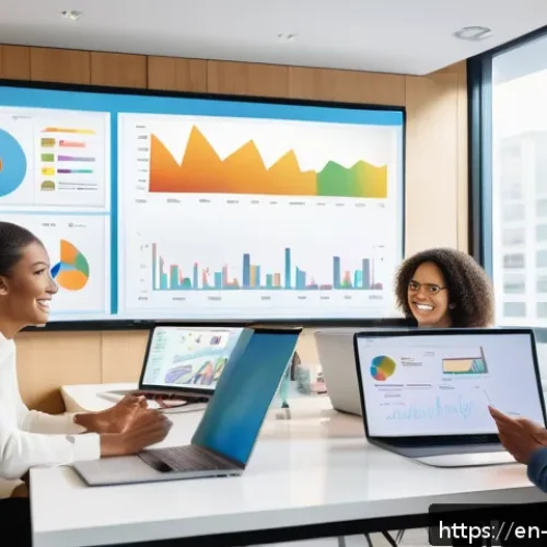 경영지도사와 중소기업 경영 전략 성공 사례 - A modern small business office scene showing a diverse team of entrepreneurs engaging in a collabora...